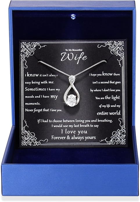 geweio 1.5CT Moissanite Infinity Pendant Necklace in Gift Box|Anniversary Wedding Gifts for Women Wife Her|S925 Sterling Silver 18K White Gold/Gold Filled|Jewelry for Birthday Christmas Valentines Day