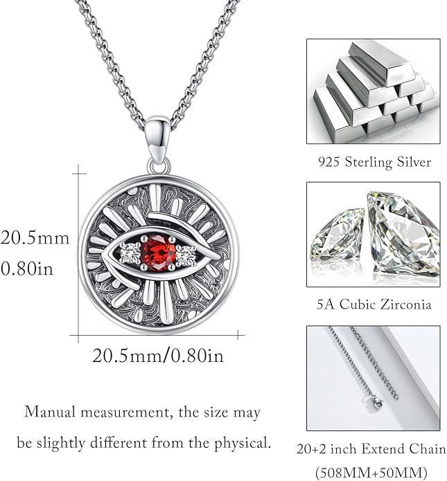 Evil Eye Necklace for Women 925 Sterling Silver, Protection Necklace with Blue Evil Eye Charm, Evil Eye/Lotus Pendant Jewelry, Birthday Christmas Gifts for Her