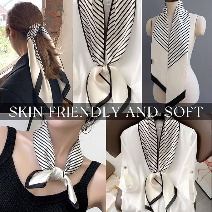 Dailyacc Hair Scarf for Women Fashion Silky Satin Headscarf Wrap Breathable Lightweight Neck Scarves For Handbag