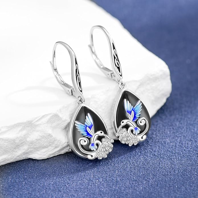 MONGAS Dragonfly/Sunflower/Hummingbird/Sand Dollar/Crab/Champagne/Arrow/Cherry/Ankh/Sloth Earrings for Women Sterling Silver Dragonfly/Sunflower/Hummingbird/Sand Dollar Jewelry for Women