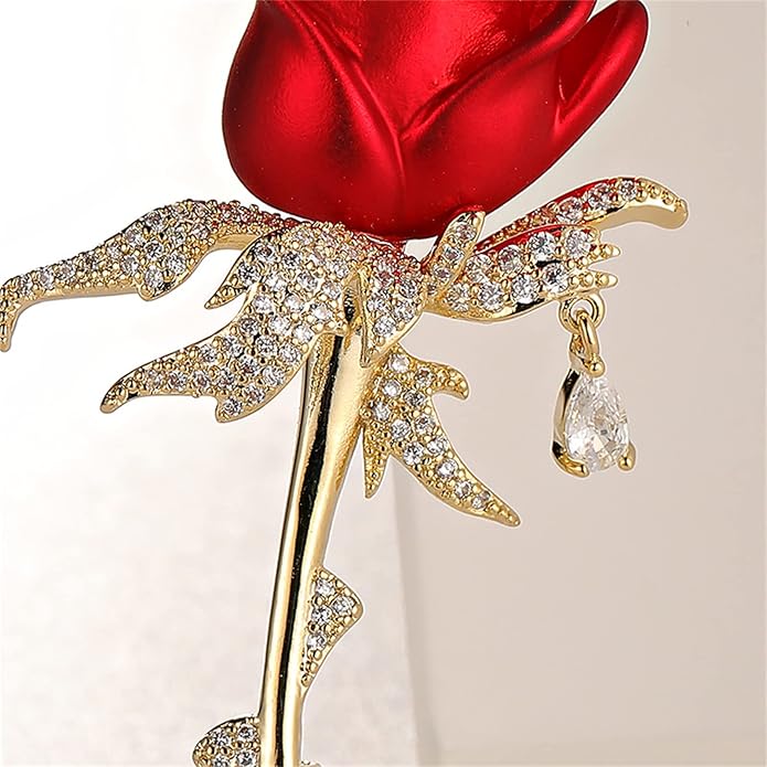 AILONMEI Red Rose Flower Brooches and Pins for Women Costume Jewelry Brooch Pins Broches Jewelry for Women Elegant Lady Pin
