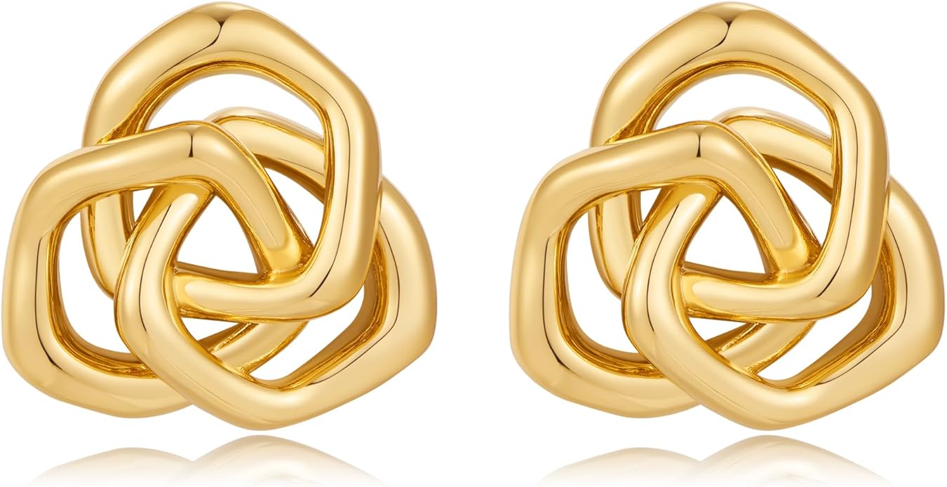 Irregular Gold Stud Earrings for Women Hammered Silver Stud Earrings Statement Geometric Earrings Vintage Gold Earrings