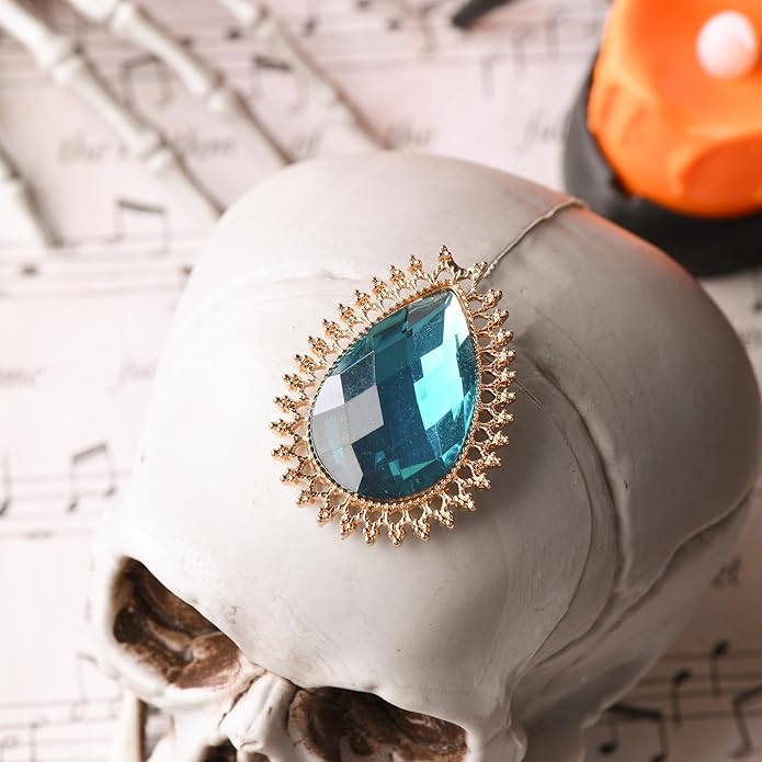 RareLove Vintage Blue Rhinestone Alloy Metal Teardrop Brooch For Women