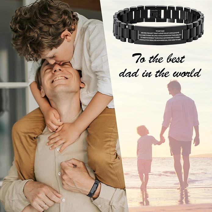 VNOX Masculine Watch Band Stainless Steel Link Bracelet Personalized Jewelry Gift for Men DAD Father Husband Boyfriend