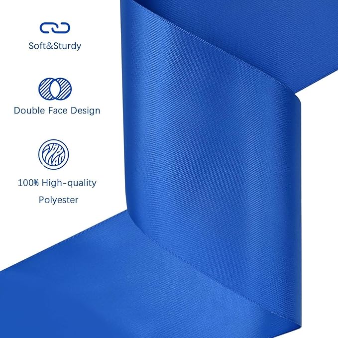 LEEQE Royal Blue Satin Ribbon 4 inch X 15 Yards Polyester Ribbon for Gift Wrapping Very Suitable for Weddings Party Hair Bow Invitation Decorations and More
