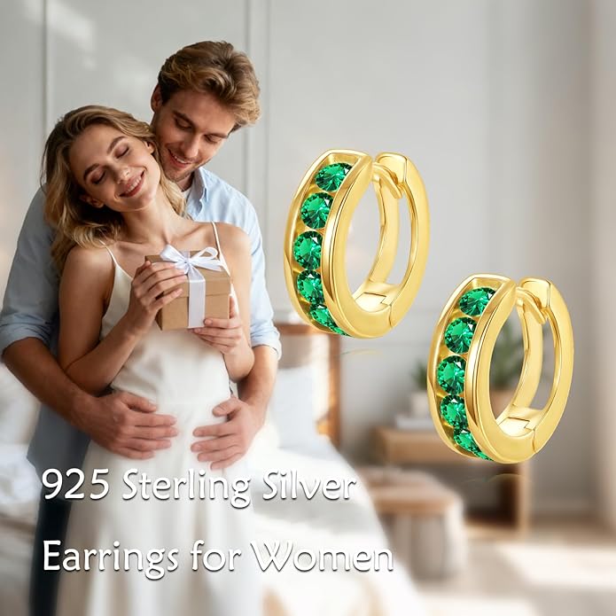 Sterling Silver Hoop Earrings Small Hoop Sun/Leaf/Triangle Huggie Earrings for Women Hypoallergenic