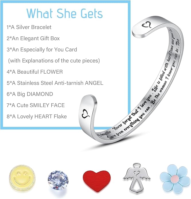 SAM & LORI Personal Bracelets for Teens/Women-Inspirational Jewelry Gifts (Various Designs) for Daughter/Sister/Mom/Friends-Adjustable Bracelet in a Pretty Gift Box