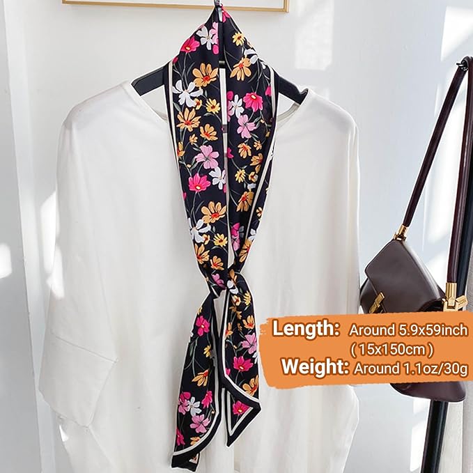 Dailyacc Hair Scarf for Women Fashion Silky Satin Headscarf Wrap Breathable Lightweight Neck Scarves For Handbag