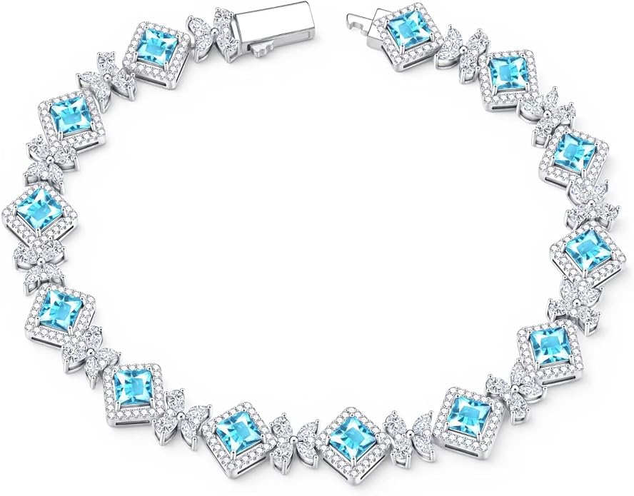 Iefil Tennis Bracelets for Women - 925 Sterling Silver Birthstone Tennis Bracelet, Anniversary Birthday Gifts, Birthstone Jewelry for Women Wife Mom Daughter