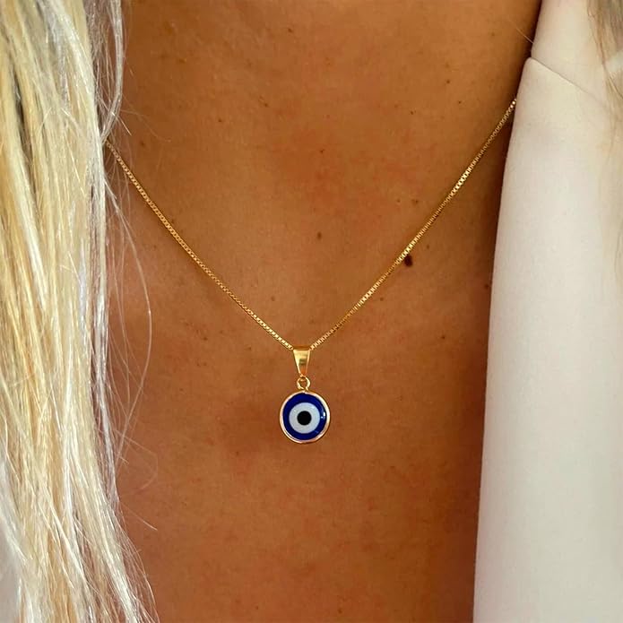 Long tiantian Evil Eye Necklace for Women Men Necklace Evil Eye Jewelry Blue Turkish Glass Leather Rope Pink Lucky Protection Necklace Jewelry Valenty Day Gifts for Men Women