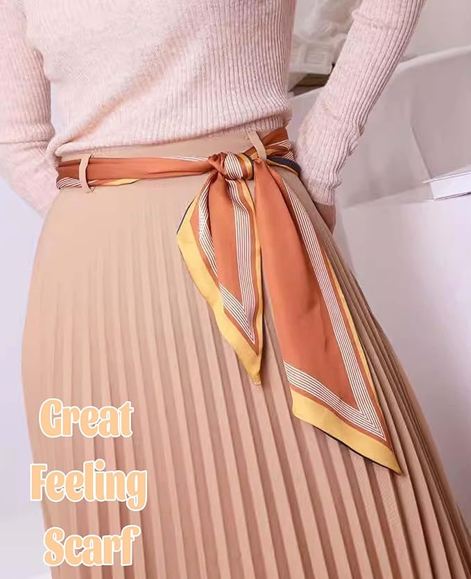 kcctoo 59" Mulberry Silk Like Head Scarf Women's Fashion Square Neck Satin Scarfs for Bag Hair Scarves Gift 59 * 5.9”
