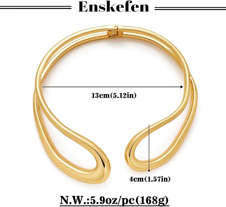 Chunky Collar Necklaces for Women Bold Gold Silver Teardrop Choker Necklace Open Cuff Necklace Fashion Statement Necklaces