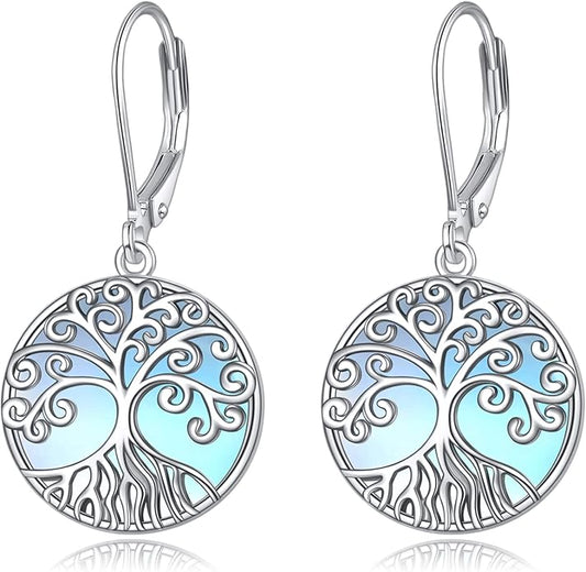 Moonstone Filigree Drop Dangle Teardrop Earrings 925 Sterling Silver Moonstone Leverback Earrings for Women Jewelry Gifts