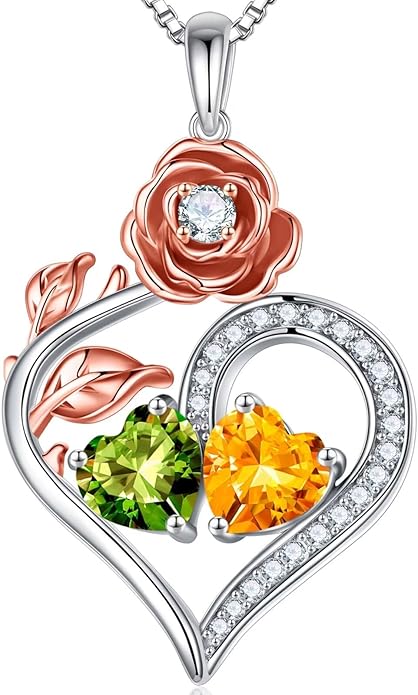 Iefil Christmas Gifts for Women Wife - 925 Sterling Silver Double Birthstone Necklace, Anniversary Birthday Gifts for Women, Jewelry Gifts for Wife Her