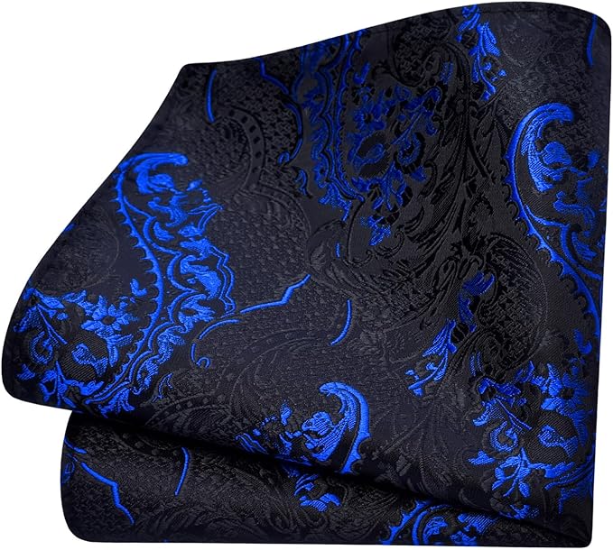 GUSLESON 8cm Paisley Tie Set for Men Necktie Lapel Pin Pocket Square Cufflinks Set for Men