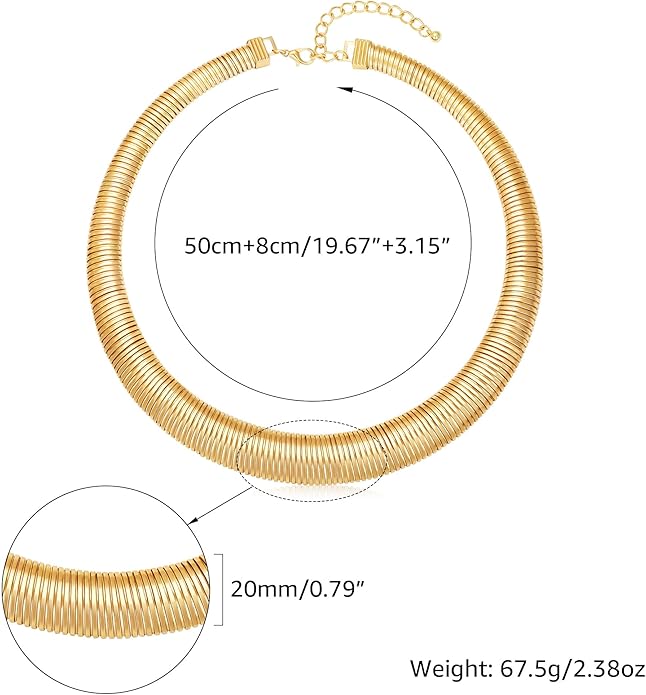 MISS RIGHT Chunky Gold Chain Statement Choker Necklace for Women Trendy, 14K Gold Plated Thick Snake Chain Collar Torque Layered Necklaces Jewelry Gifts