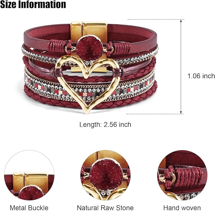 VIBILIA Boho Leather Wrap Bracelets for Women Multi-Layer Bracelets with Strong Clasp Jewelry for Women