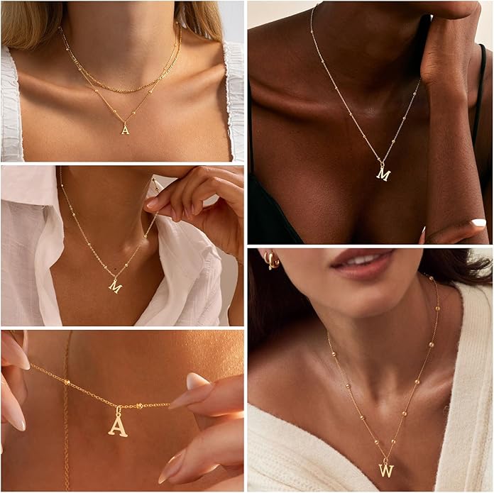 Initial Necklaces for Women, Dainty A-Z Pendant Letter Charm Necklace Personalized Name Necklaces for Women Trendy Jewelry Gift