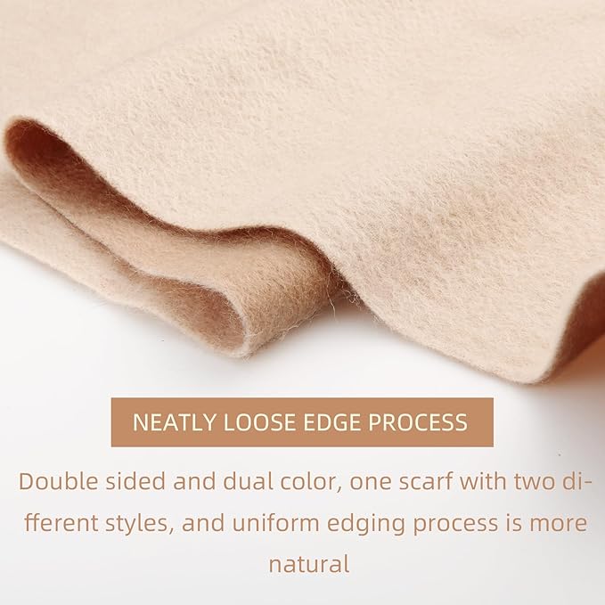 HOTDAY Cashmere Scarf - Winter Warmer With Double-sided Solid Color, Water Wave Pattern
