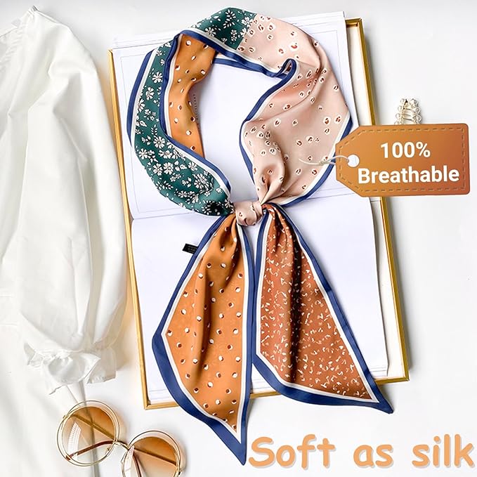 Dailyacc Hair Scarf for Women Fashion Silky Satin Headscarf Wrap Breathable Lightweight Neck Scarves For Handbag