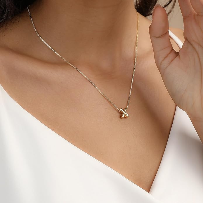 Bubble Gold Letter Necklace for Women, 14k Gold Plated Balloon Initial Necklace, Dainty Gold Necklace for Women, Personalized Bubble Pendant Name Necklace, Fashion Accessories Trendy Jewelry