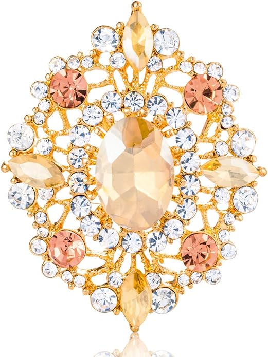 LAXPICOL Vintage Clear Austrian Crystal Brooch Pin for Women Elegant Wedding Bridal Brooches Broach Pin 1.69"*1.39"
