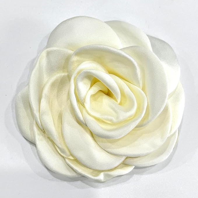 Sanrich Women's Brooches 4pcs Rose Flower Hair Clip Mexican Hair Flowers Clips Hairpin Brooch Tea Party Hats Headpieces (off white)