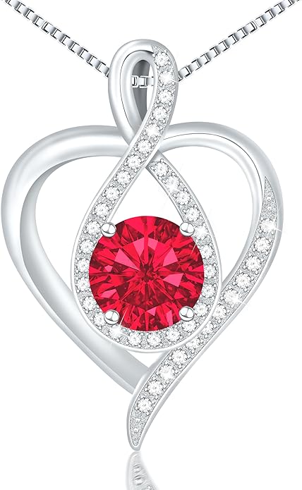 925 Sterling Silver Infinity Heart Necklace for Women, Rhodium Plated Cubic Zirconia Pendant Gift for Girlfriend Wife Mom - Anniversary Valentine's Day Birthday Present with Elegant Gift Box