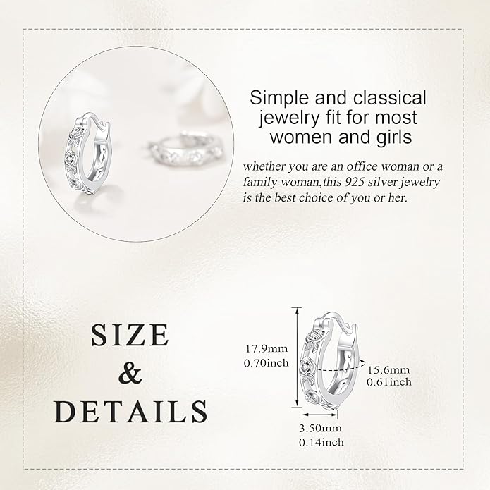 Sterling Silver Hoop Earrings Small Hoop Sun/Leaf/Triangle Huggie Earrings for Women Hypoallergenic