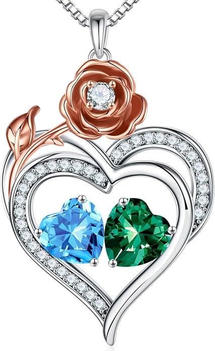Iefil Christmas Gifts for Wife - 925 Sterling Silver Birthstone Necklace, Stocking Stuffers for Women Wife Girlfriend Mom