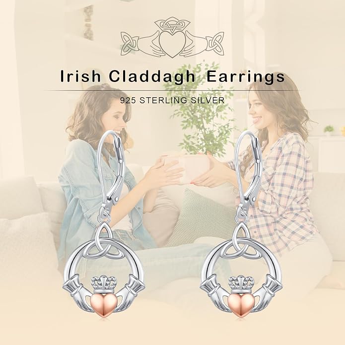 JUSTKIDSTOY St Patricks Day Earrings Gifts 925 Sterling Silver Four Leaf Clover Shamrock Earrings Irish Jewelry for Women Girls