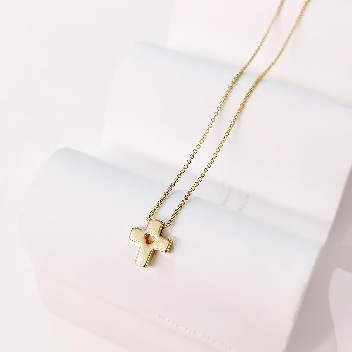 Partm Gold Cross Necklace for Women 14K Plated Dainty Pendant Cross Chain Faith Crucifix Choker Baptism Necklace for Women Trendy Religious Jewelry Hypoallergenic