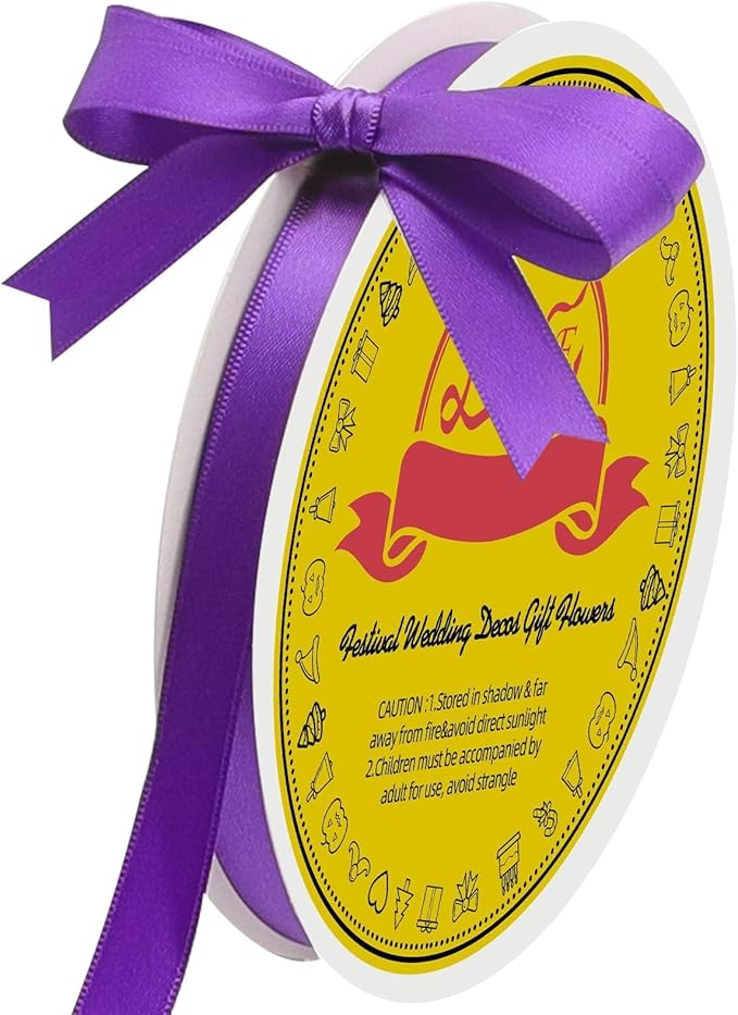 LEEQE Double Face Purple Satin Ribbon 3/8 inch X 50 Yards Polyester Purple Ribbon for Gift Wrapping Very Suitable for Weddings Party Hair Bow Invitation Decorations and More