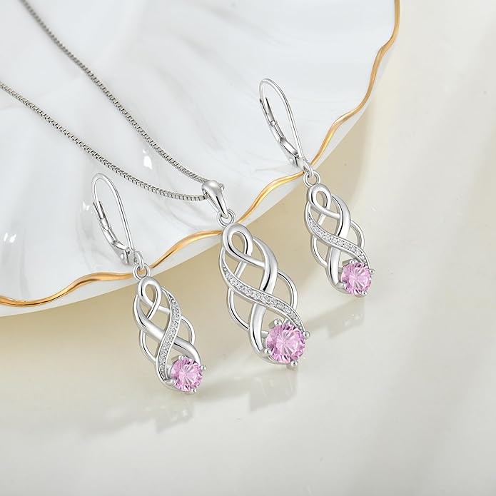 Infinity Celtic Knot Necklace 925 Sterling Silver Irish Pendant Birthstone Jewelry for Women