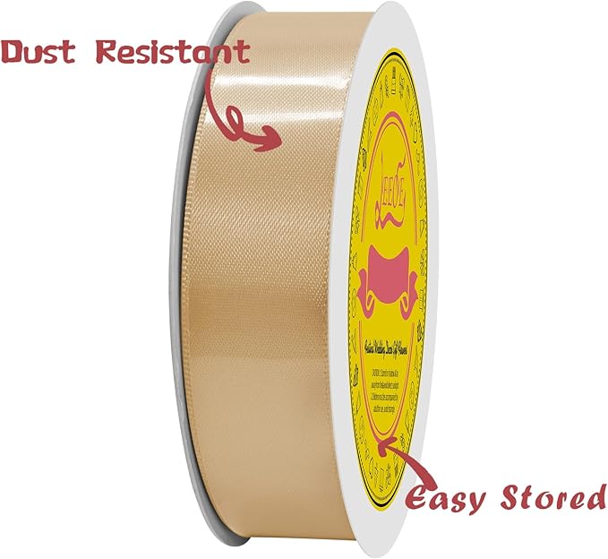 LEEQE Double Face Gold Satin Ribbon 7/8 inch X 25 Yards Polyester Gold Ribbon for Gift Wrapping Very Suitable for Weddings Party Hair Bow Invitation Decorations and More