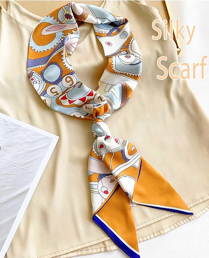 kcctoo 59" Mulberry Silk Like Head Scarf Women's Fashion Square Neck Satin Scarfs for Bag Hair Scarves Gift 59 * 5.9”