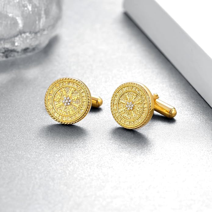 Vikings Cuff Links Mens S925 Sterling Silver Gold Cufflinks for Men Wedding Father's Day Jewelry Gifts for Men Women