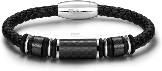 Men's Stainless Steel Two-Tone Square Link diamond Bracelet in Black & Blue Ion-Plated Black