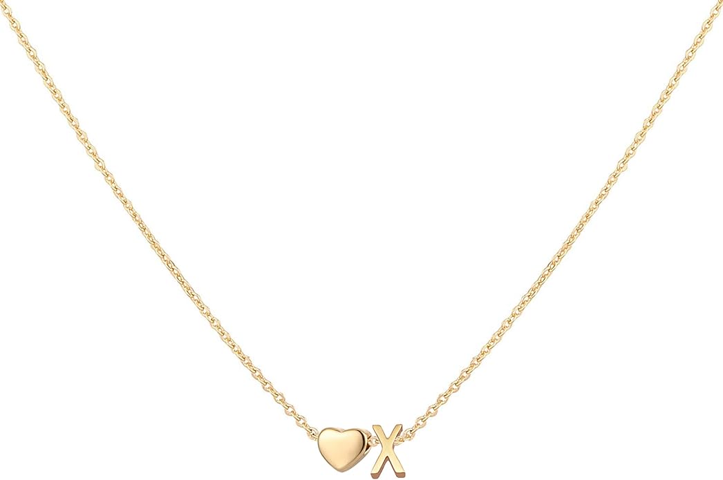 Initial Heart Necklace 18K Gold Plated Stainless Steel Tiny Heart Letter Necklace Personalized Monogram Name Necklace for Women