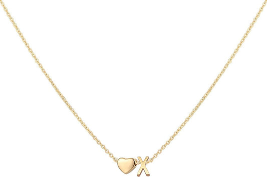 Initial Heart Necklace 18K Gold Plated Stainless Steel Tiny Heart Letter Necklace Personalized Monogram Name Necklace for Women