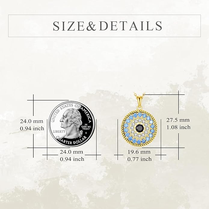 YFN Evil Eye Pendant Necklace for Women 925 Sterling Silver Greek Protection Jewelry with Blue Sapphire and Black Cz Amulet Gift