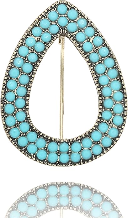 Turquoise West Cowboy Oval Tear Drop Brooch Pin for Women Retro Brooches Pins Classic Fashion Jewelry Accessories Gift