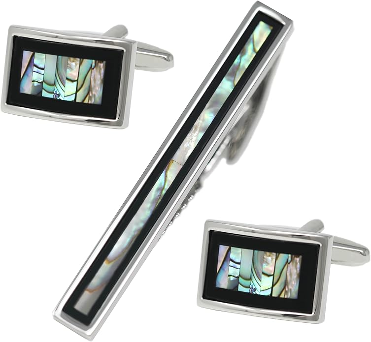 MENDEPOT Cufflinks And Tie Clip Set Men Wedding Accessory Gift Father's Day Birthday Cuff Links Tie Bar