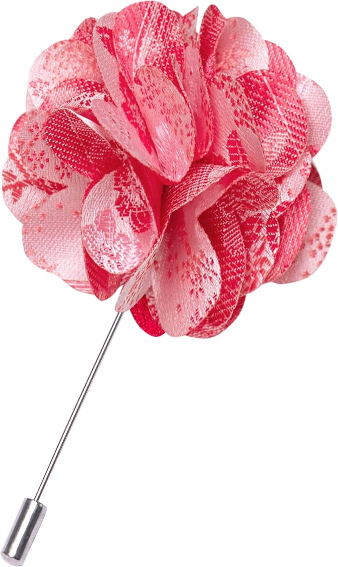 JEMYGINS Floral Pre-tied Bow Tie and Pocket Square Cufflinks Lapel Pin Sets for Men 4PCS
