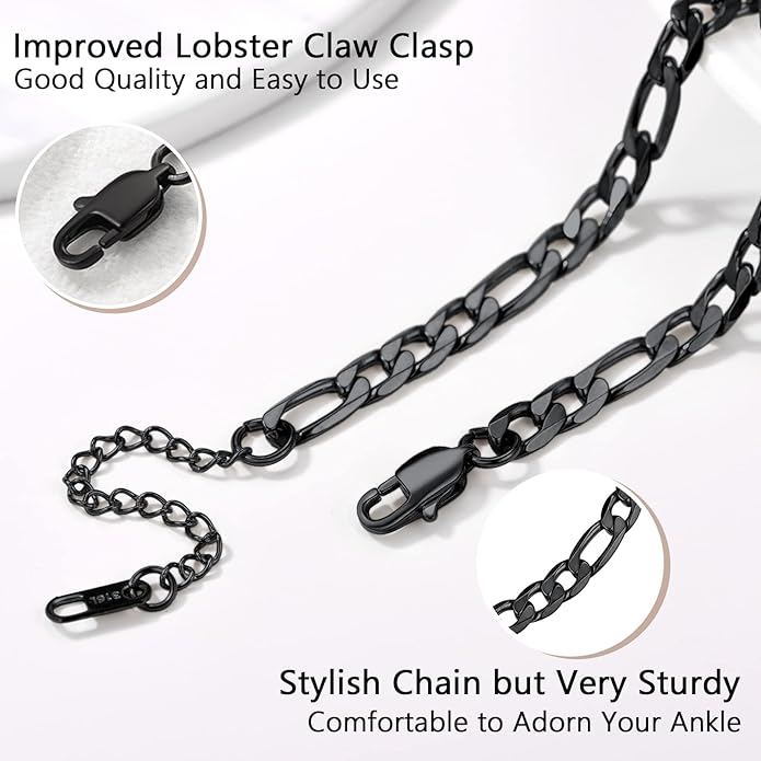 PROSTEEL Stainless Steel Chain Anklets for Women, Silver/Gold Tone, Ankle Bracelets Hypoallergenic, 8-10.5 Inch Adjustable, Come with Box