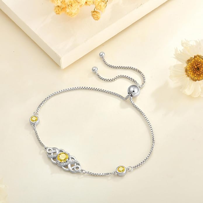 Infinity Celtic Knot Bracelet 925 Sterling Silver Birthstone Bracelet Irish Jewelry for Women
