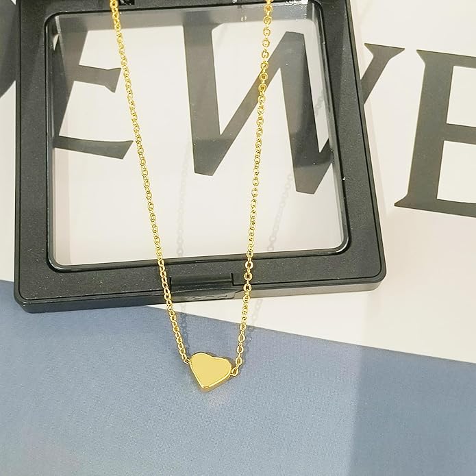 Cute Heart Necklace Dainty 18k Gold Plated Tiny Heart Pendant Choker Necklaces Small Gold Love Open Heart Chain Necklace for Women Simple Gold Necklace for Women Trendy Jewelry