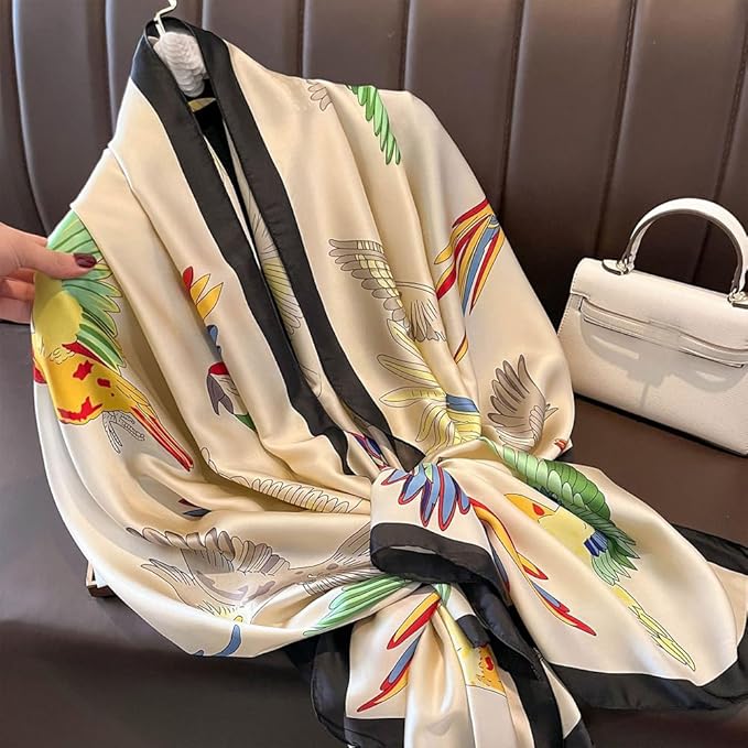 Clysoru Silk Scarf For Women Hair Scarves Lightweight Satin Elegant Shawl Wraps Bufanda Mujer Fashion Accessories 70.8"X35.4"