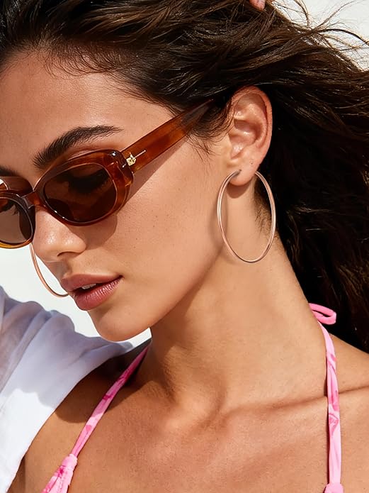 ChicSilver Hypoallergenic 925 Sterling Silver Hoop Earrings for Women, Lightweight Large Gold Plated Hoop Earrings, Endless Hoops Earring 20/30/40/50/60/70MM