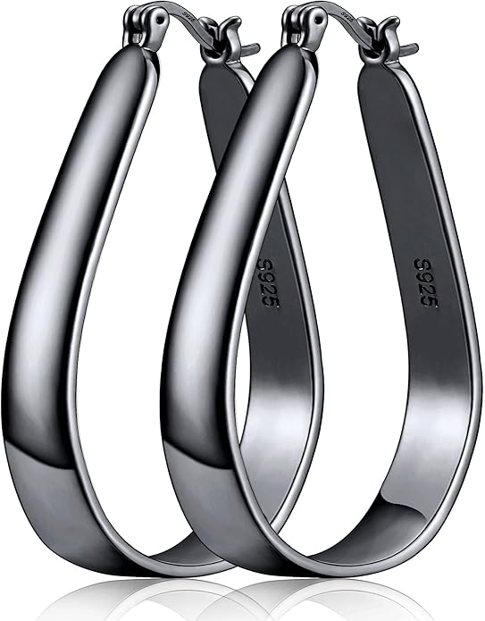 Sterling Silver Hoop Earrings for Women Large Oval Hoop Earrings Lightweight Big Gold Hoops Earrings Hypoallergenic 14K Gold Plated Hoops Earrings Non Tarnish Jewelry Gifts 20/30/40mm
